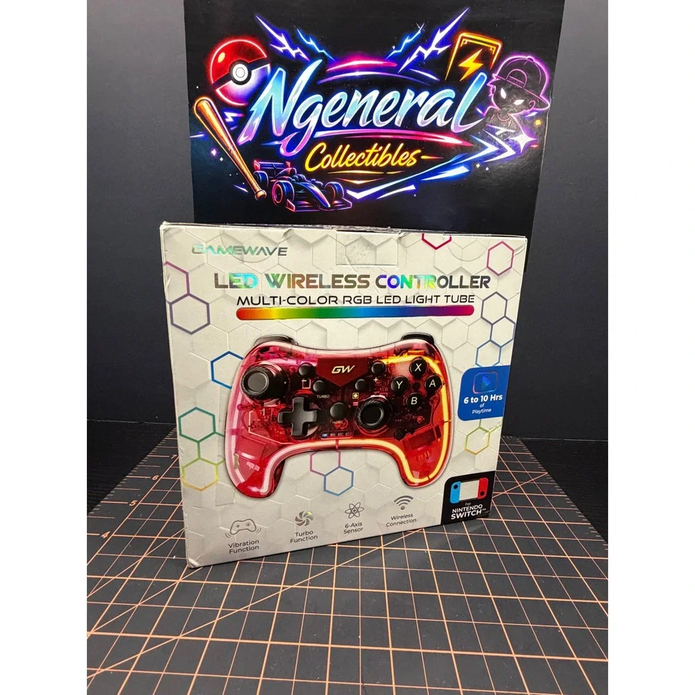Gamewave LED Wireless Controller for Nintendo Switch Red RGB Light GNSR2RED NEW
